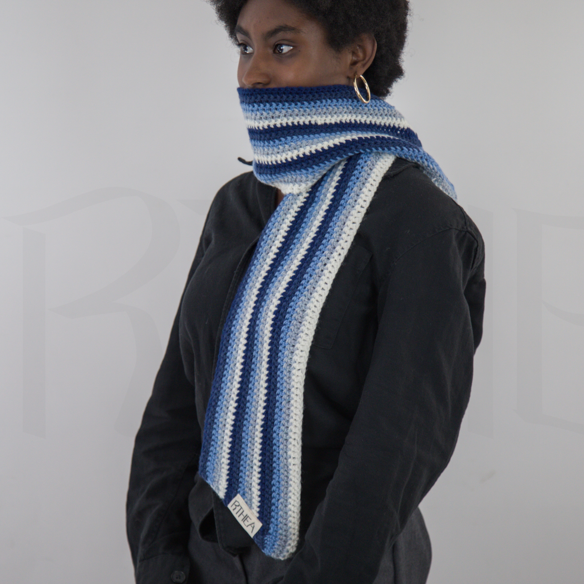 Ombre asymmetric scarf - ocean